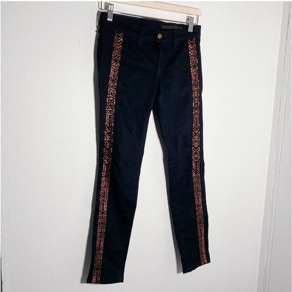 Rag and Bone Bengal Midnight Dark Wash Embroidered Skinny Jeans - Picture 4 of 7